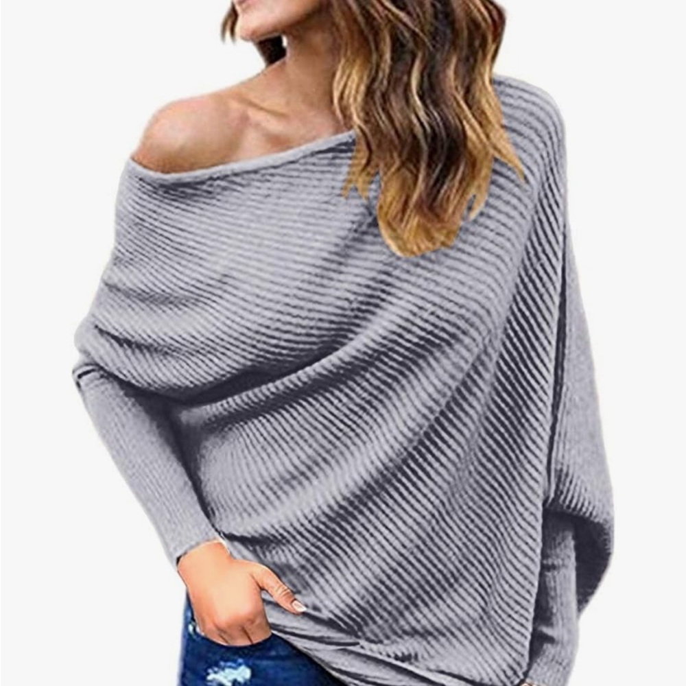Women's Off-Shoulder Gray Sweater